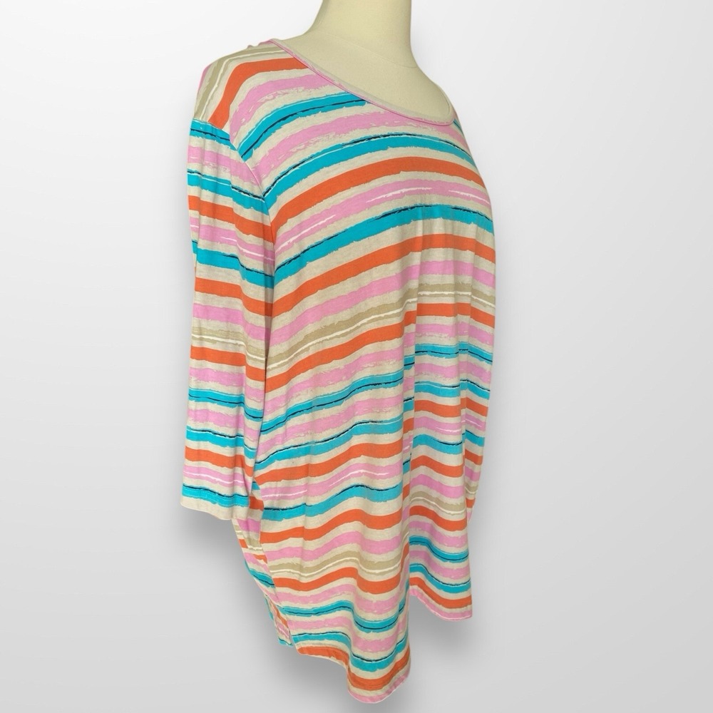 Blair Womens Size 3XL Top Shirt 3/4 Sleeve Tee Striped Scoop Neck Stretch - Picture 5 of 8